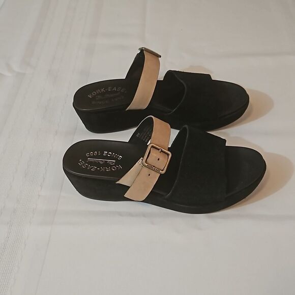 NWOT Kork-Ease Black suede, tan leather slide on shoes size 6 - Picture 4 of 10